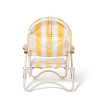 Yellow and white striped chair on a white background