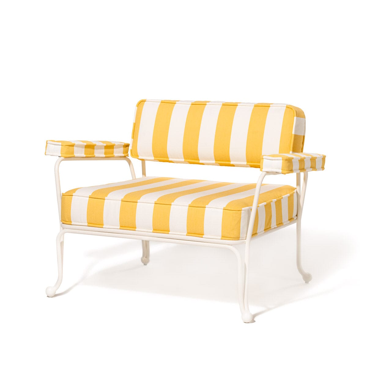 Product image of Waterhouse Accent Chair in Crew Rivie Mimosa Stripe | Antique White Frame Waterhouse Accent Chair Business & Pleasure Co. 