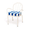 Swatch for The Al Fresco Dining Chair in Crew Mediterranean Blue Stripe | Antique White Frame