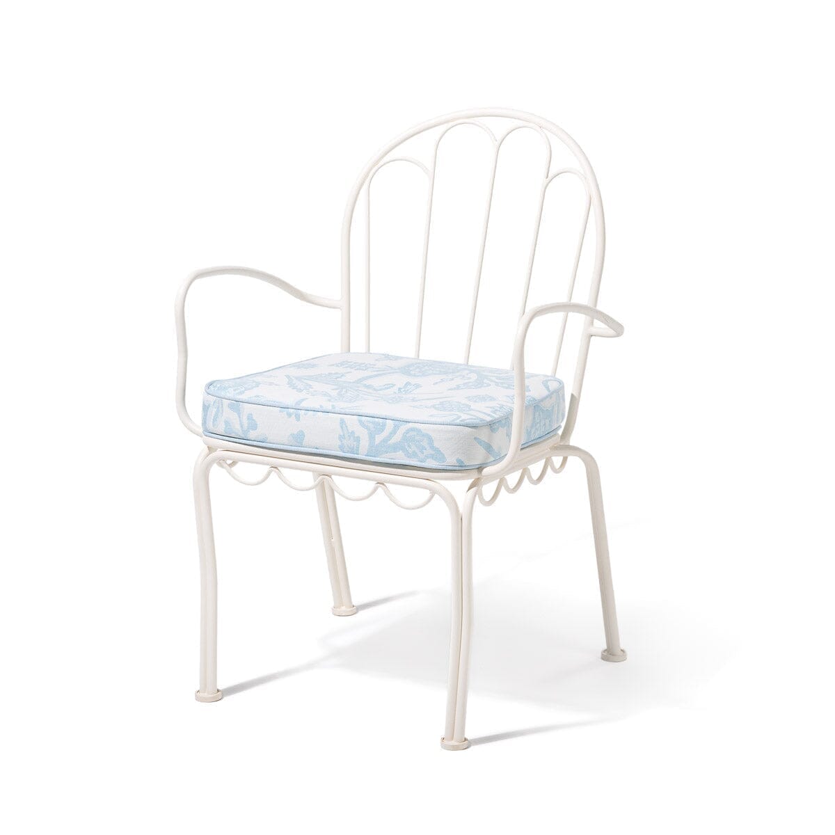 Al Fresco Dining Chair & Cushion Business & Pleasure Co. Hanalei Bay Blue Jacquard Antique White 
