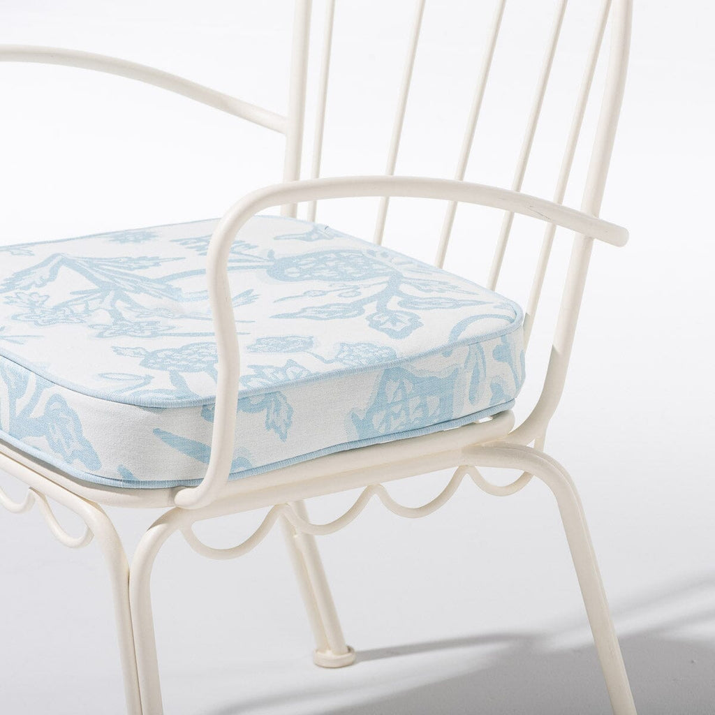 Al Fresco Dining Chair in Hanalei Bay Blue Jacquard | Antique White Frame Al Fresco Dining Chair Kit Business & Pleasure Co. 