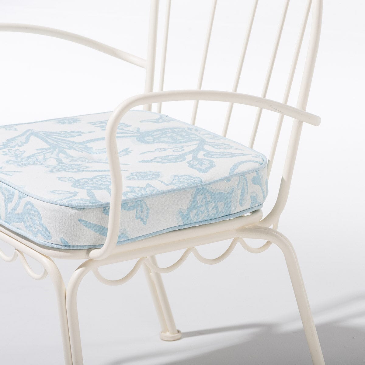 Al Fresco Dining Chair in Hanalei Bay Blue Jacquard | Antique White Frame Al Fresco Dining Chair Kit Business & Pleasure Co. 