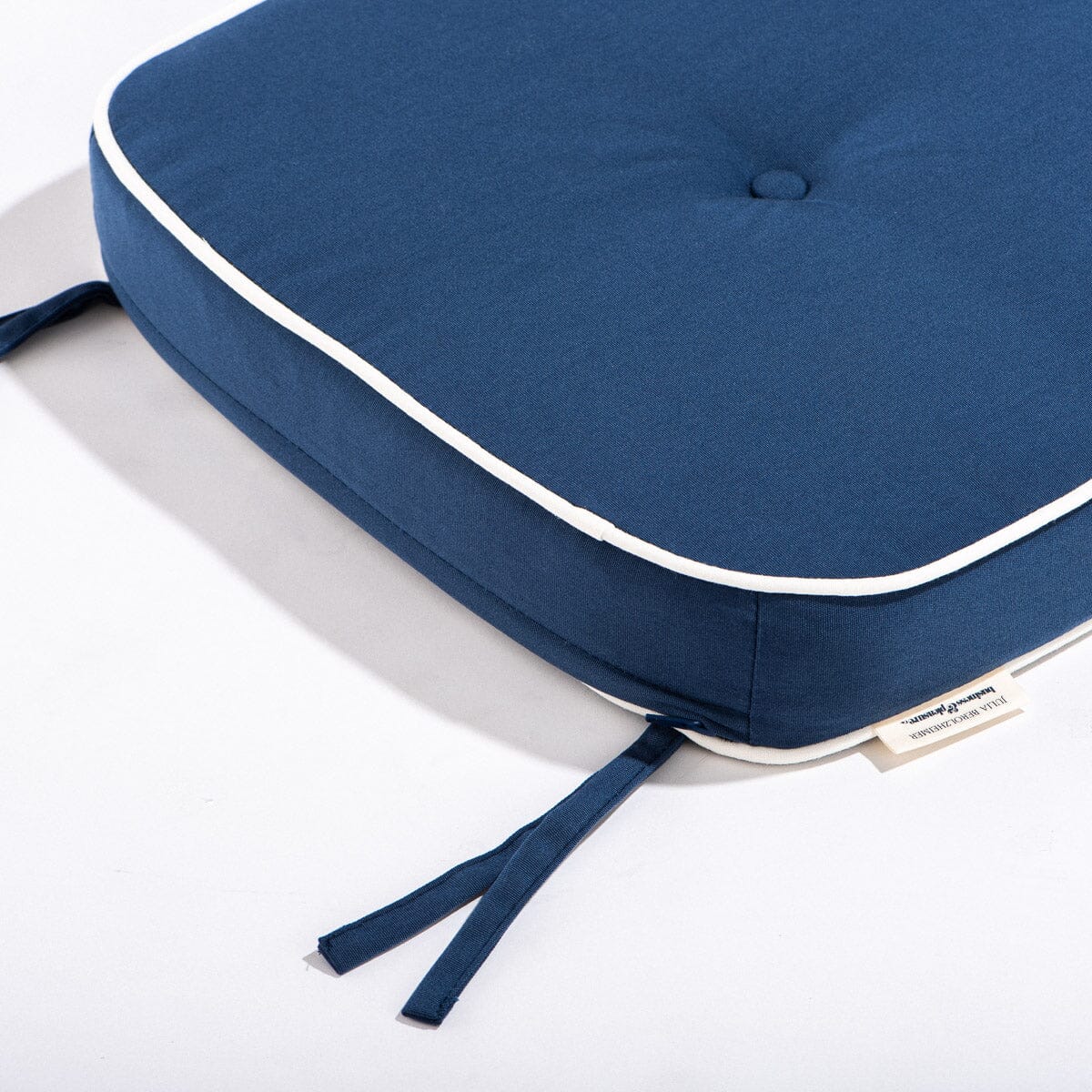The Al Fresco Dining Chair Cushion x Julia Berolzheimer in Rivie Slate B&P Co. x Julia Berolzheimer 