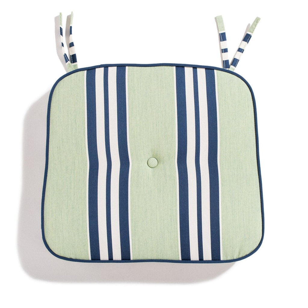 The Al Fresco Dining Chair Cushion x Julia Berolzheimer in Green Stripes B&P Co. x Julia Berolzheimer 