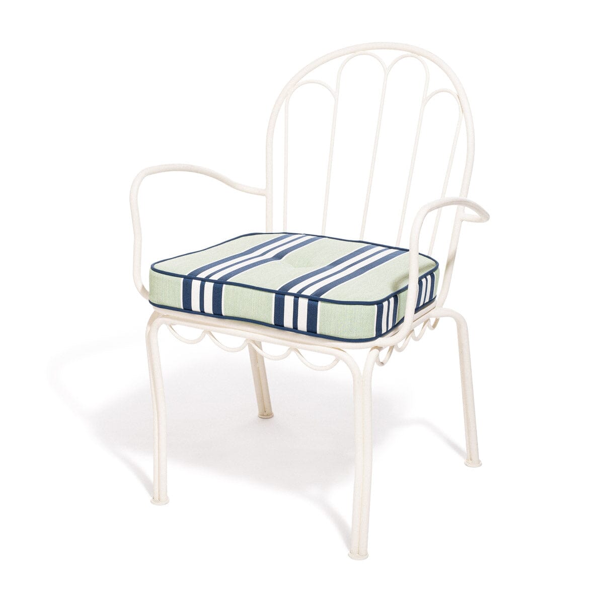 The Al Fresco Dining Chair Cushion x Julia Berolzheimer in Green Stripes B&P Co. x Julia Berolzheimer 