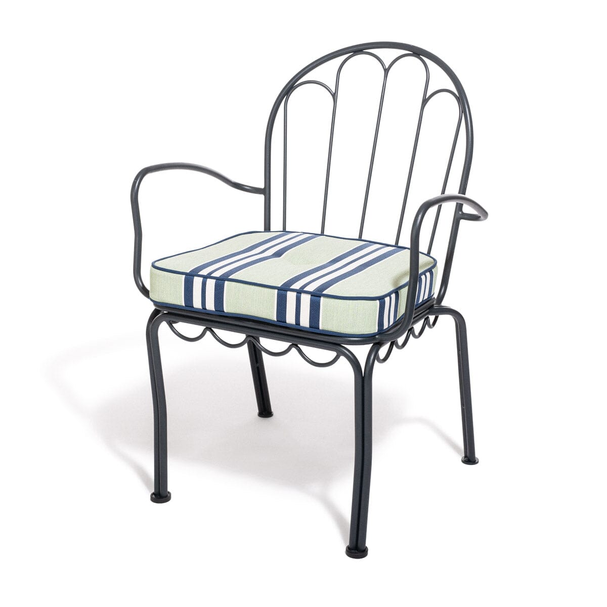The Al Fresco Dining Chair Cushion x Julia Berolzheimer in Green Stripes B&P Co. x Julia Berolzheimer 