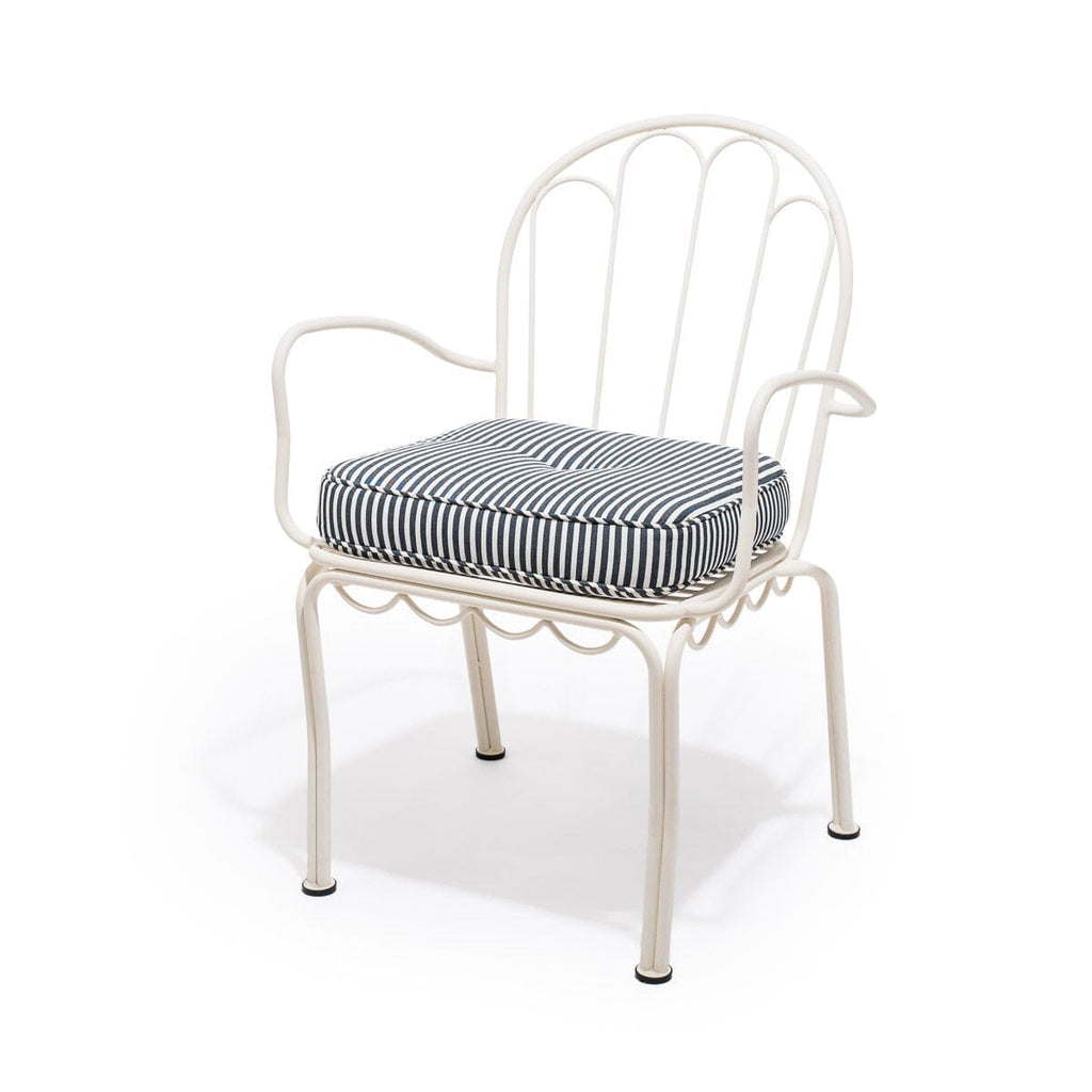 The Al Fresco Dining Chair in Lauren's Navy Stripe | Antique White Frame Al Fresco Bundle Business & Pleasure Co. 
