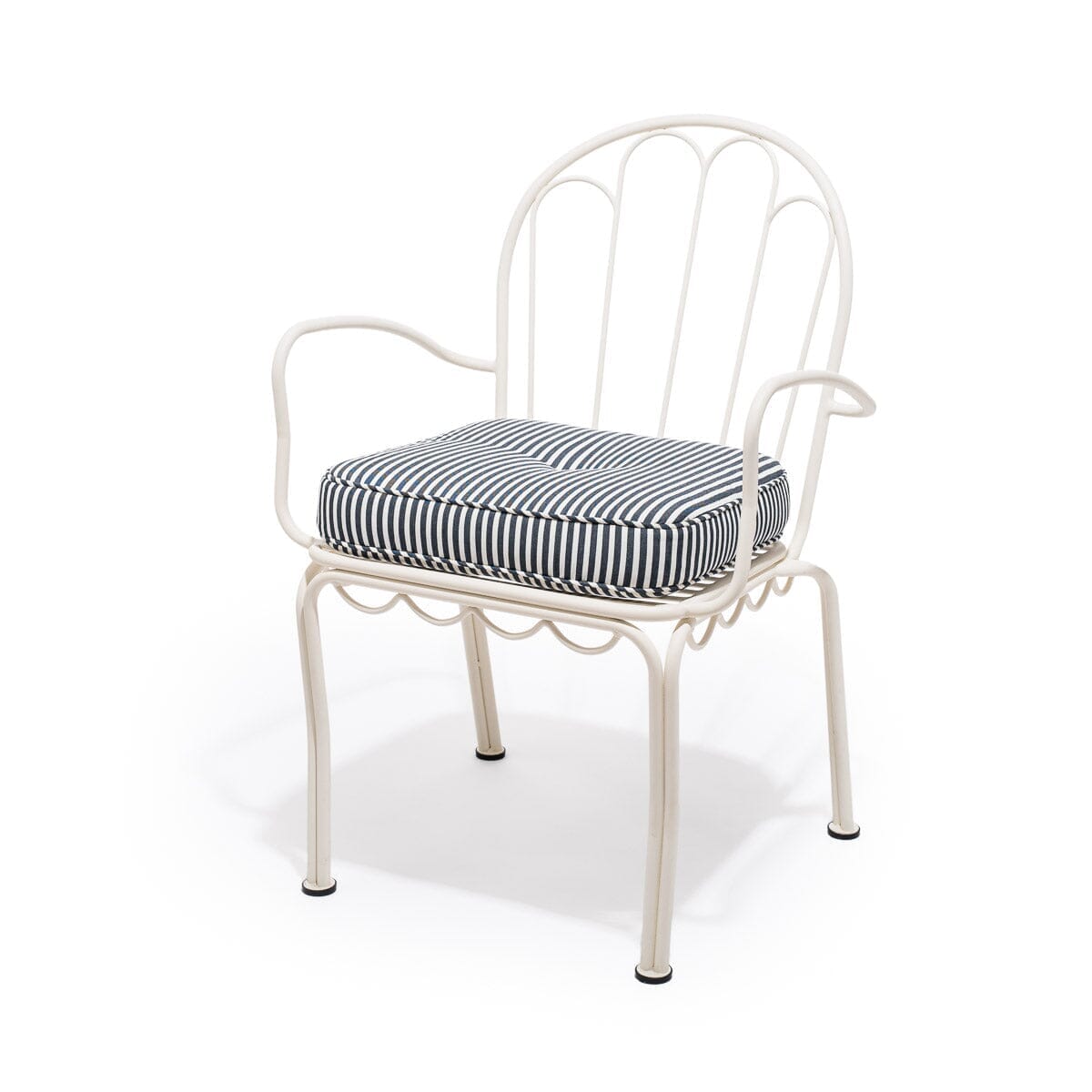 The Al Fresco Dining Chair in Lauren's Navy Stripe | Antique White Frame Al Fresco Bundle Business & Pleasure Co. 