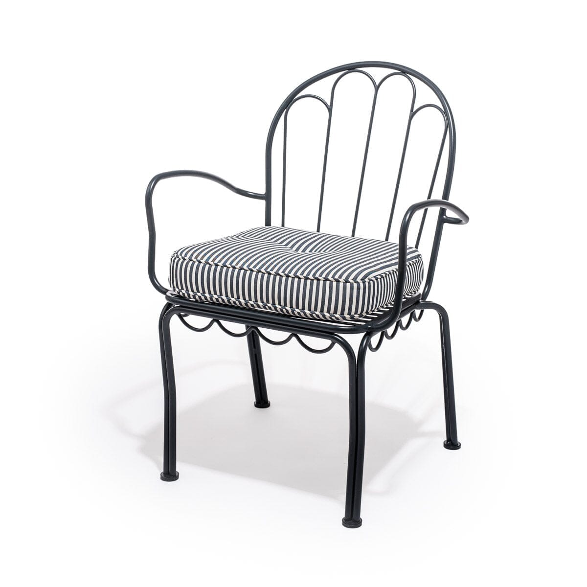 The Al Fresco Dining Chair in Lauren's Navy Stripe | Vintage Black Frame Business & Pleasure Co. 