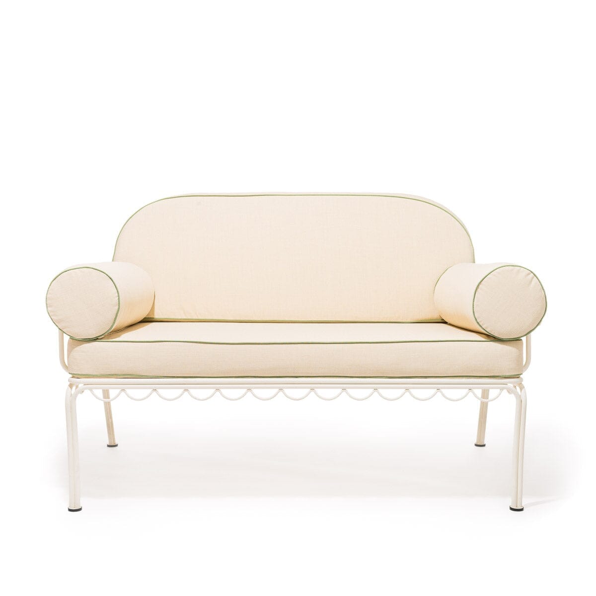 The Al Fresco Love Seat in Elsa Cream | Antique White Frame Bundle Business & Pleasure Co. 