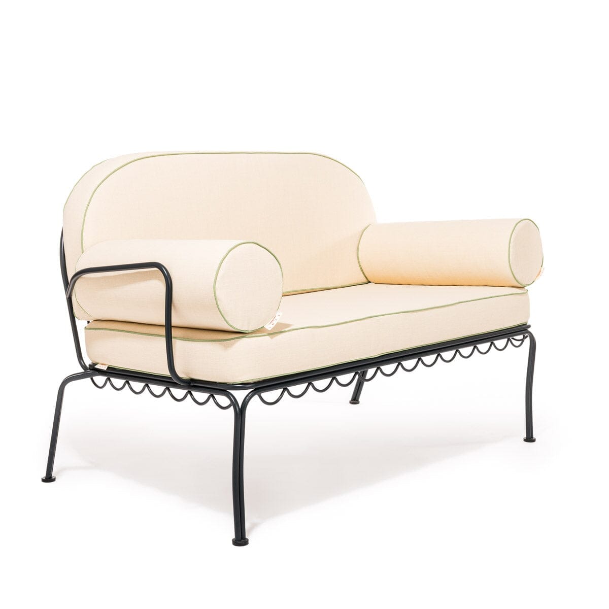 The Al Fresco Love Seat in Elsa Cream | Vintage Black Frame Bundle Business & Pleasure Co. 