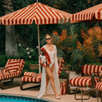 The TERRY TERRACOTTA Circular Pillow Business & Pleasure Co. Terry Terracotta Stripe 