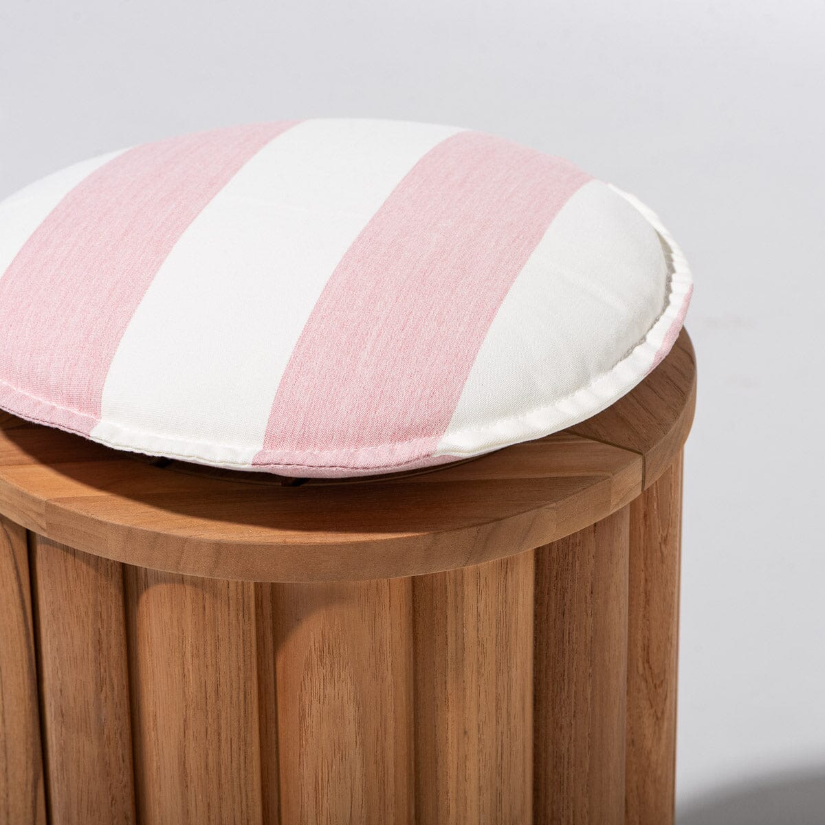 Daisy Teak Stool Crew Pink Stripe | Teakwood Frame Daisy Stool Kit Business & Pleasure Co. 