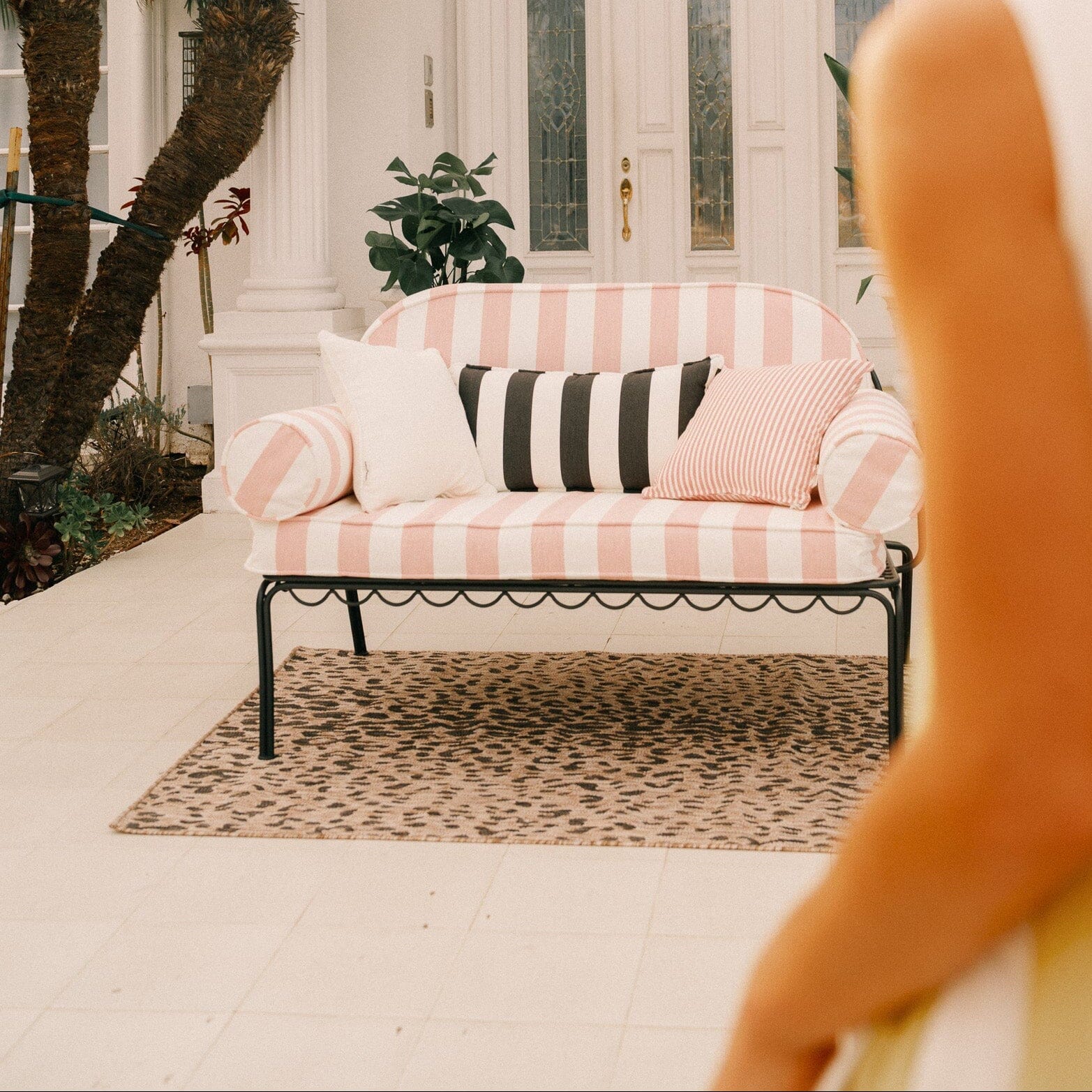 The Rectangle Throw Pillow Business & Pleasure Co. Crew Vintage Black Stripe 