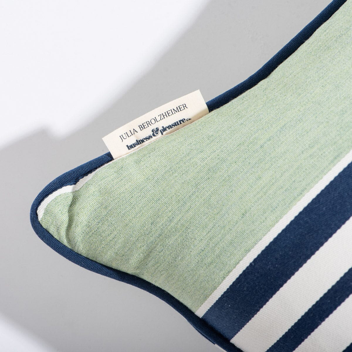 The Small Square Throw Pillow x Julia Berolzheimer in Green Stripes B&P Co. x Julia Berolzheimer 