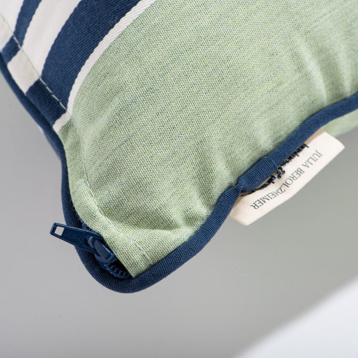 The Small Square Throw Pillow x Julia Berolzheimer in Green Stripes B&P Co. x Julia Berolzheimer 