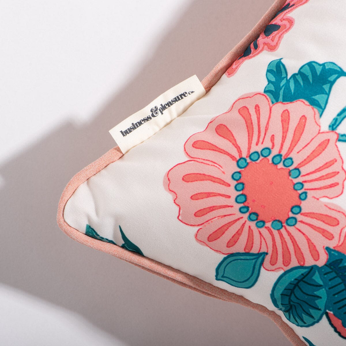 The Small Square Throw Pillow - Paisley Bay Palm Pink Small Square Throw Business & Pleasure Co. 