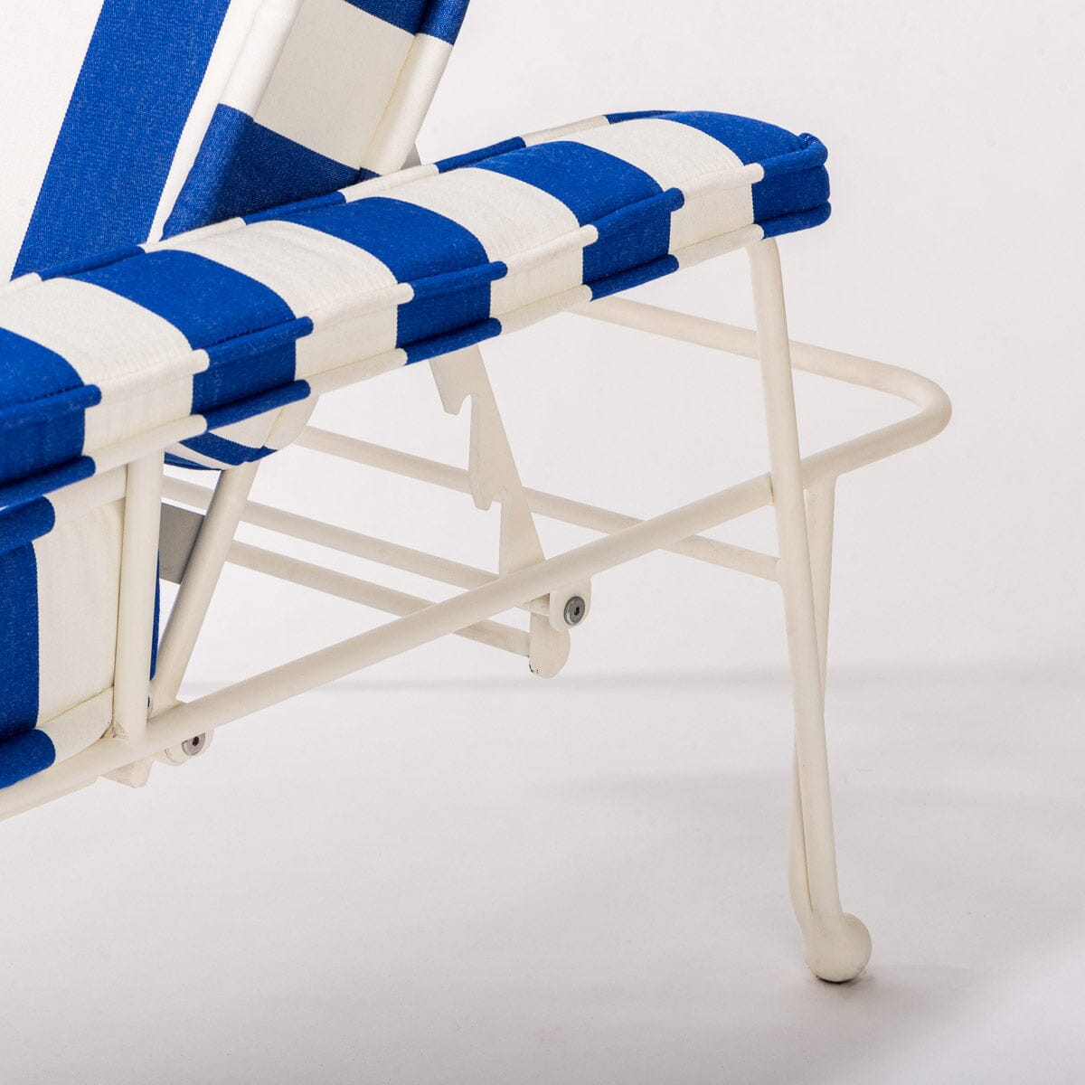 The Waterhouse Sun Lounger in Crew Mediterranean Blue Stripe | Antique White Frame Bundle Business & Pleasure Co. 