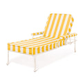 The Waterhouse Sun Lounger in Crew Mimosa Yellow Stripe | Antique White Frame Bundle Business & Pleasure Co. 