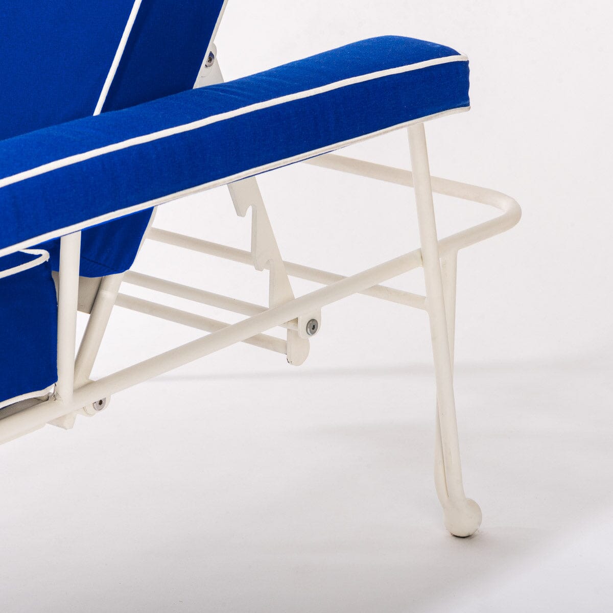 The Waterhouse Sun Lounger in Rivie Mediterranean Blue | Antique White Frame Bundle Business & Pleasure Co. 