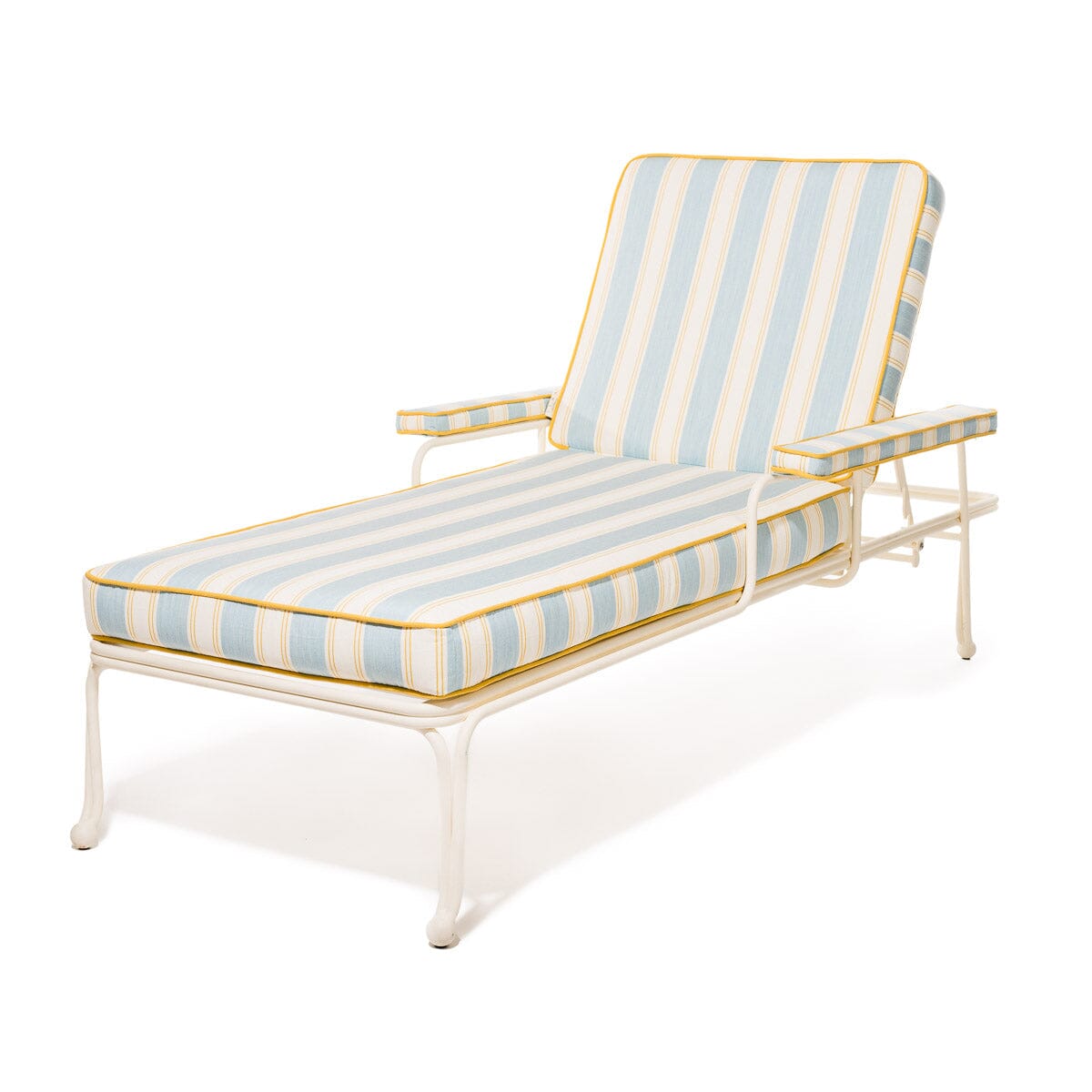 Product image of The Waterhouse Sun Lounger in Tuuli Stripe Blue | Antique White Frame Bundle Business & Pleasure Co. 
