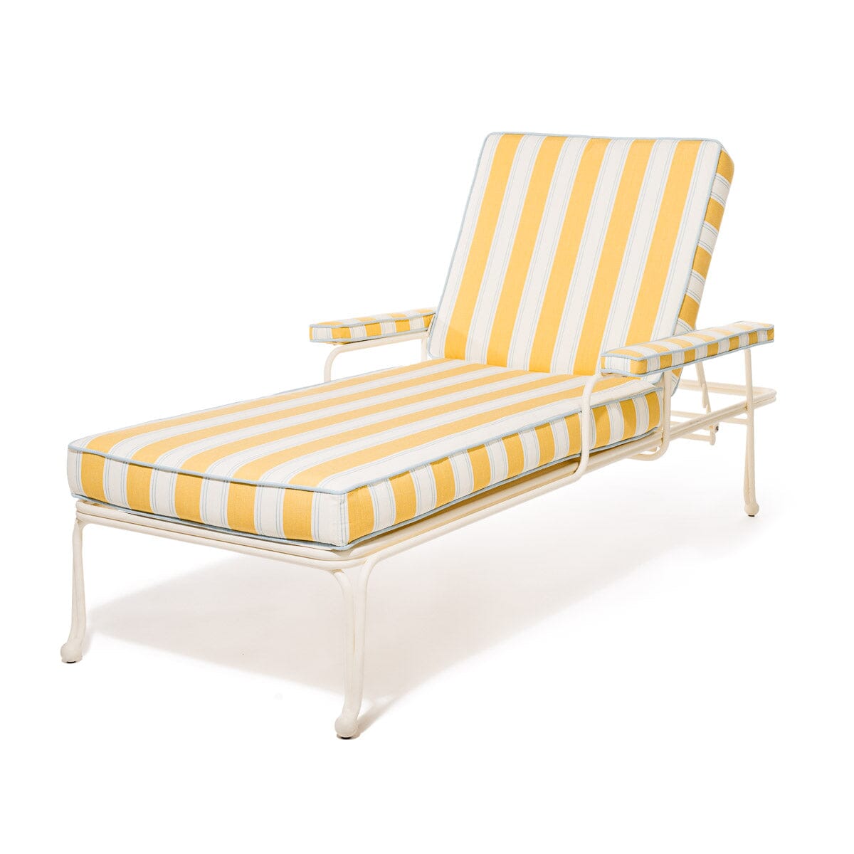 Product image of The Waterhouse Sun Lounger in Tuuli Stripe Yellow | Antique White Frame Bundle Business & Pleasure Co. 