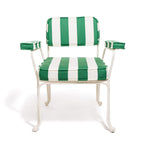 The Waterhouse Dining Chair in Crew Canyon Green Stripe | Antique White Frame Bundle Business & Pleasure Co. 