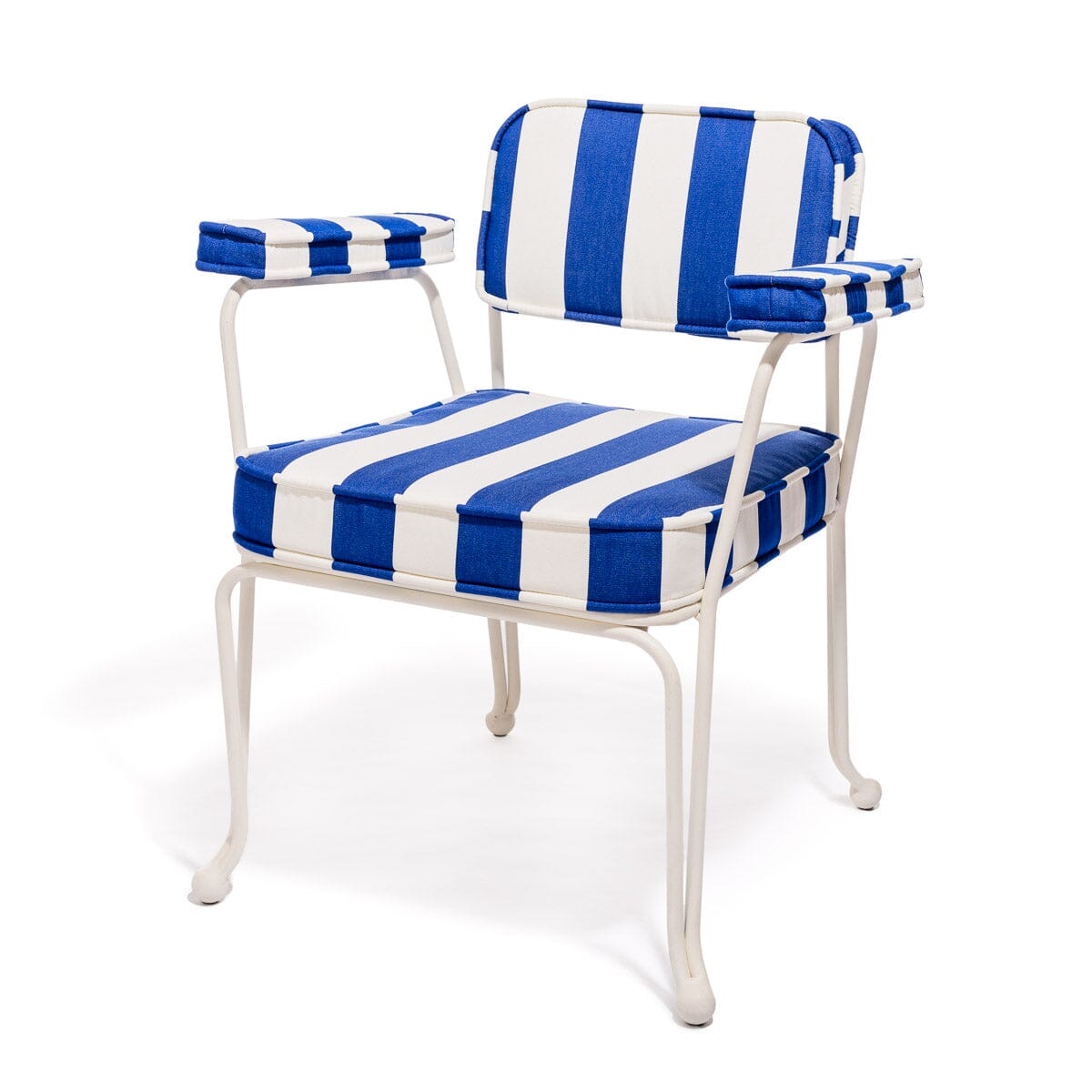 The Waterhouse Dining Chair in Crew Mediterranean Blue Stripe | Antique White Frame Bundle Business & Pleasure Co. 