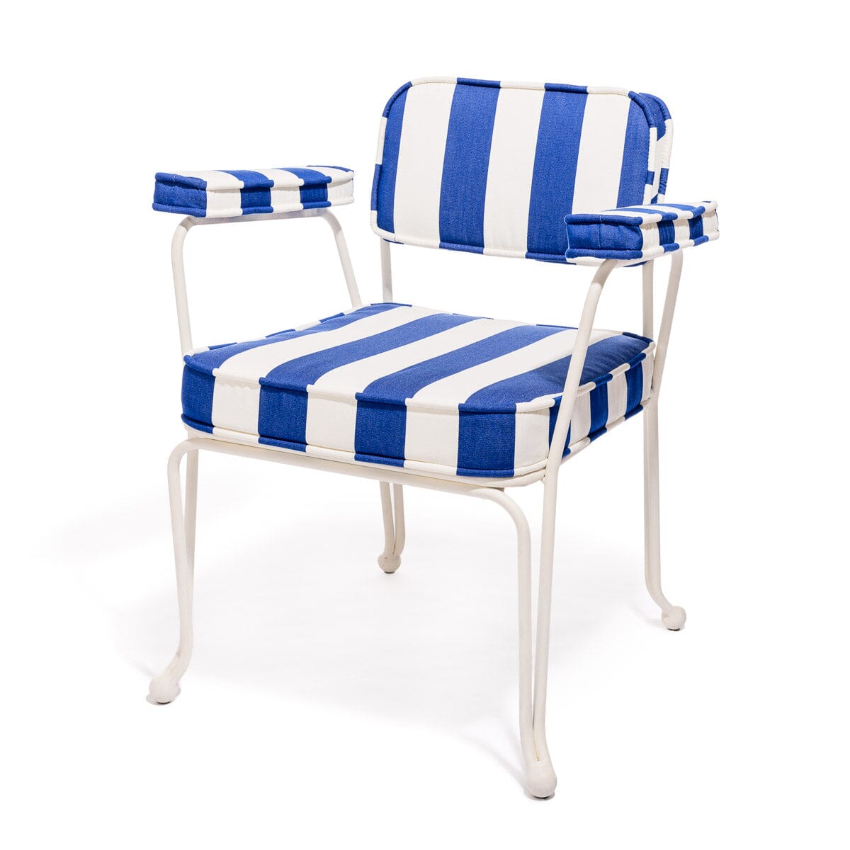 The Waterhouse Dining Chair in Crew Mediterranean Blue Stripe | Antique White Frame Bundle Business & Pleasure Co. 