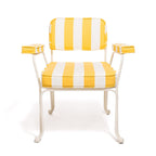 The Waterhouse Dining Chair in Crew Mimosa Yellow Stripe | Antique White Frame Bundle Business & Pleasure Co. 