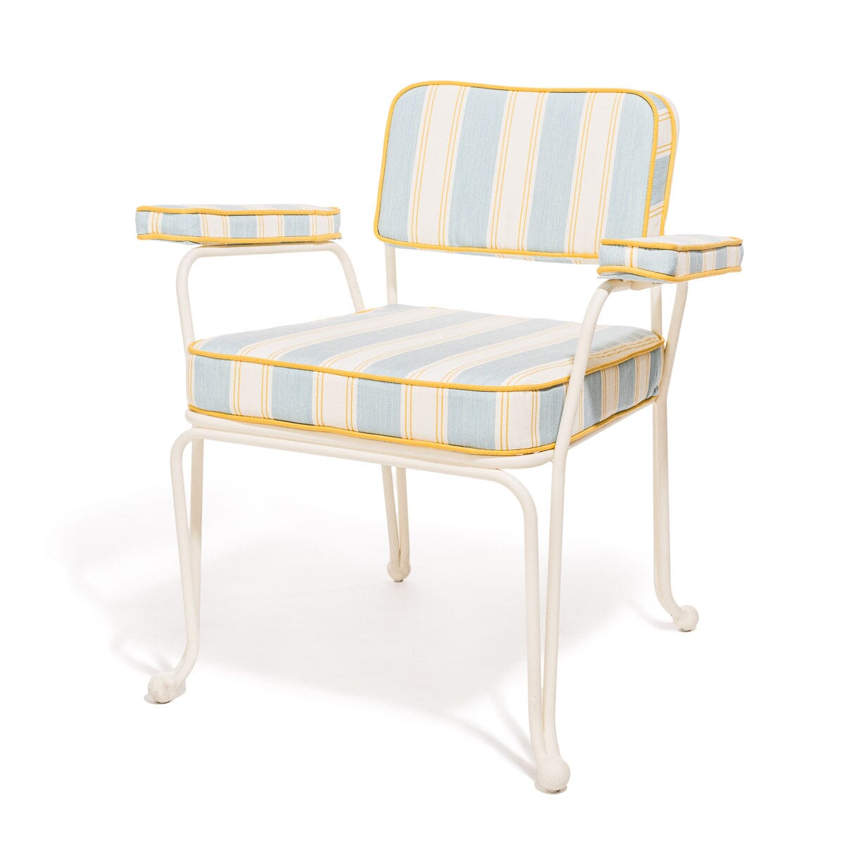 Product image of The Waterhouse Dining Chair in Tuuli Stripe Blue | Antique White Frame Bundle Business & Pleasure Co. 