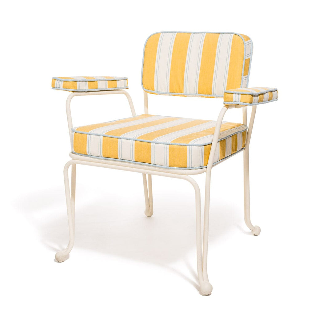 The Waterhouse Dining Chair in Tuuli Stripe Yellow | Antique White Frame Bundle Business & Pleasure Co. 
