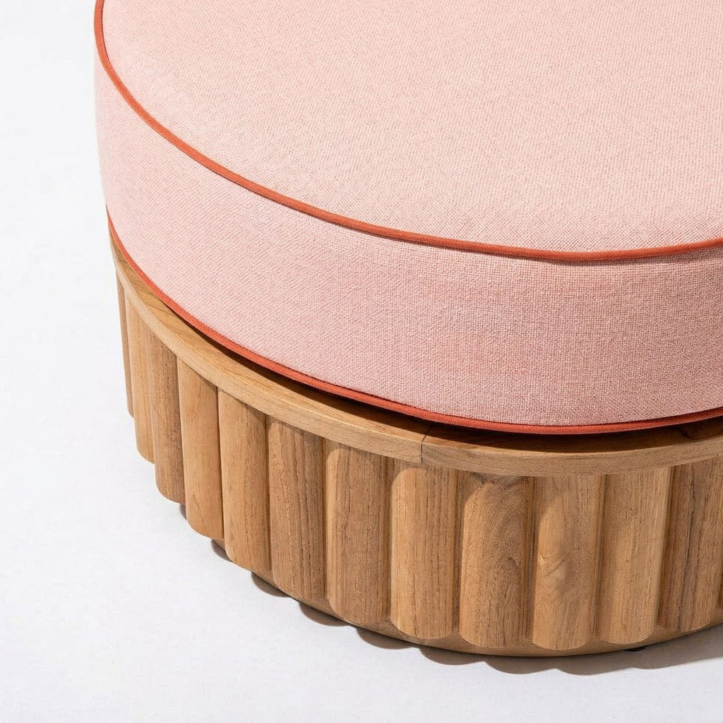 Daisy Sun Lounger in Rivie Pink | Teakwood Frame Daisy Sun Lounger Kit Business & Pleasure Co. 
