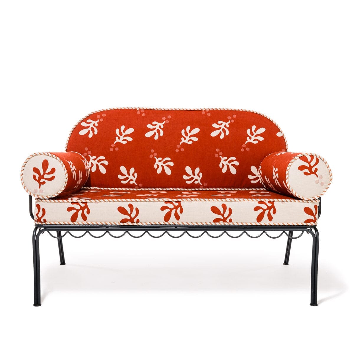 The Al Fresco Love Seat in Benoît Le Sirenuse Jacquard | Vintage Black Frame Bundle Business & Pleasure Co. 