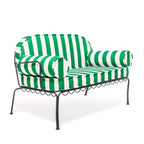 The Al Fresco Love Seat in Crew Canyon Green Stripe | Vintage Black Frame Bundle Business & Pleasure Co. 