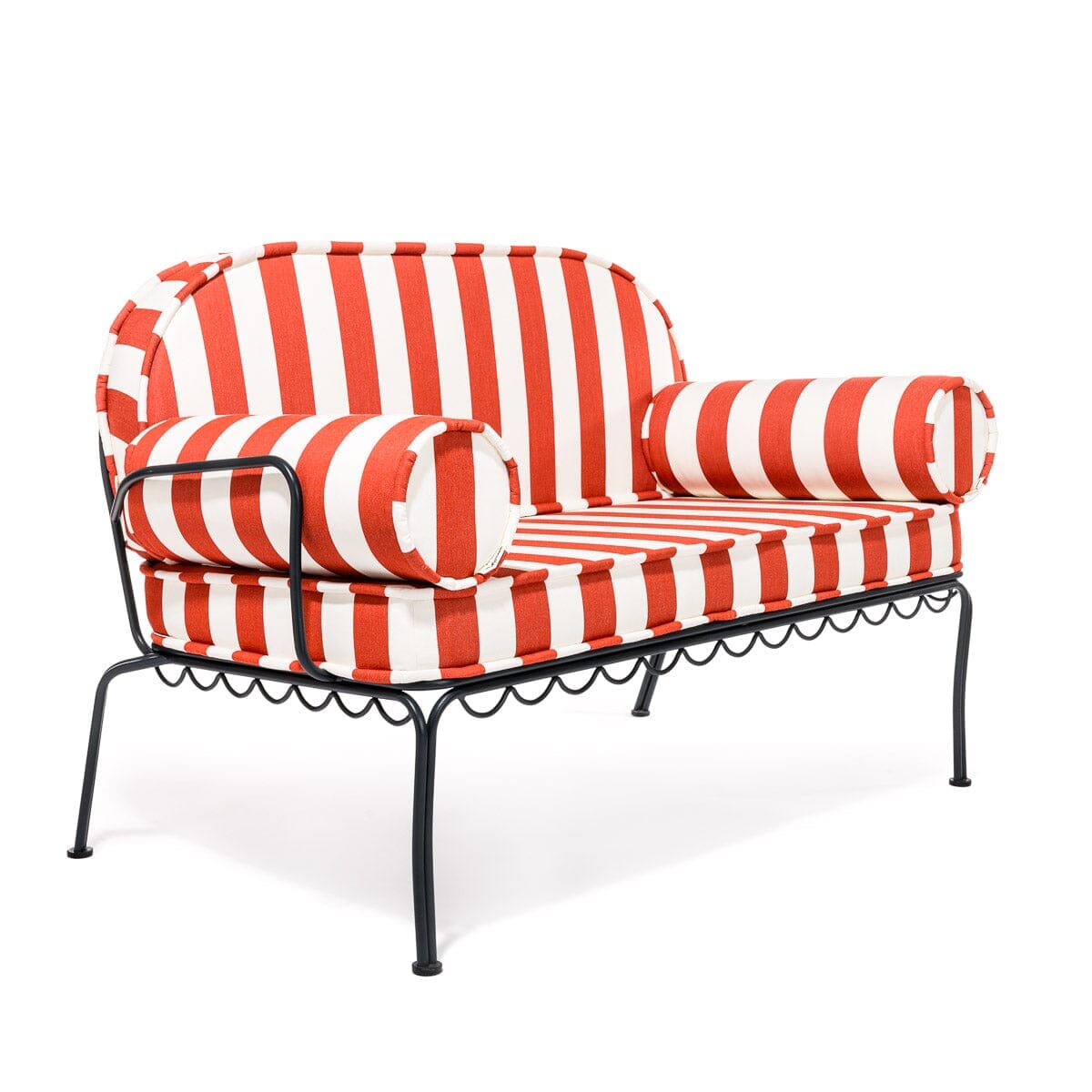 The Al Fresco Love Seat in Crew Le Sirenuse Stripe | Vintage Black Frame Bundle Business & Pleasure Co. 