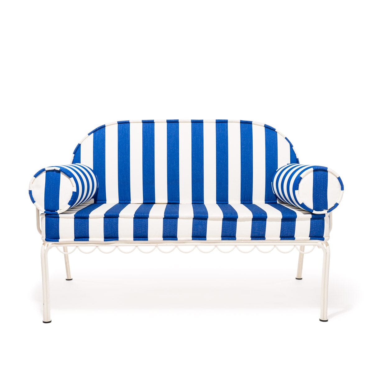 The Al Fresco Love Seat Slip Cover Set - Crew Mediterranean Blue Stripe Al Fresco Love Seat Cushion Set Business & Pleasure Co. 