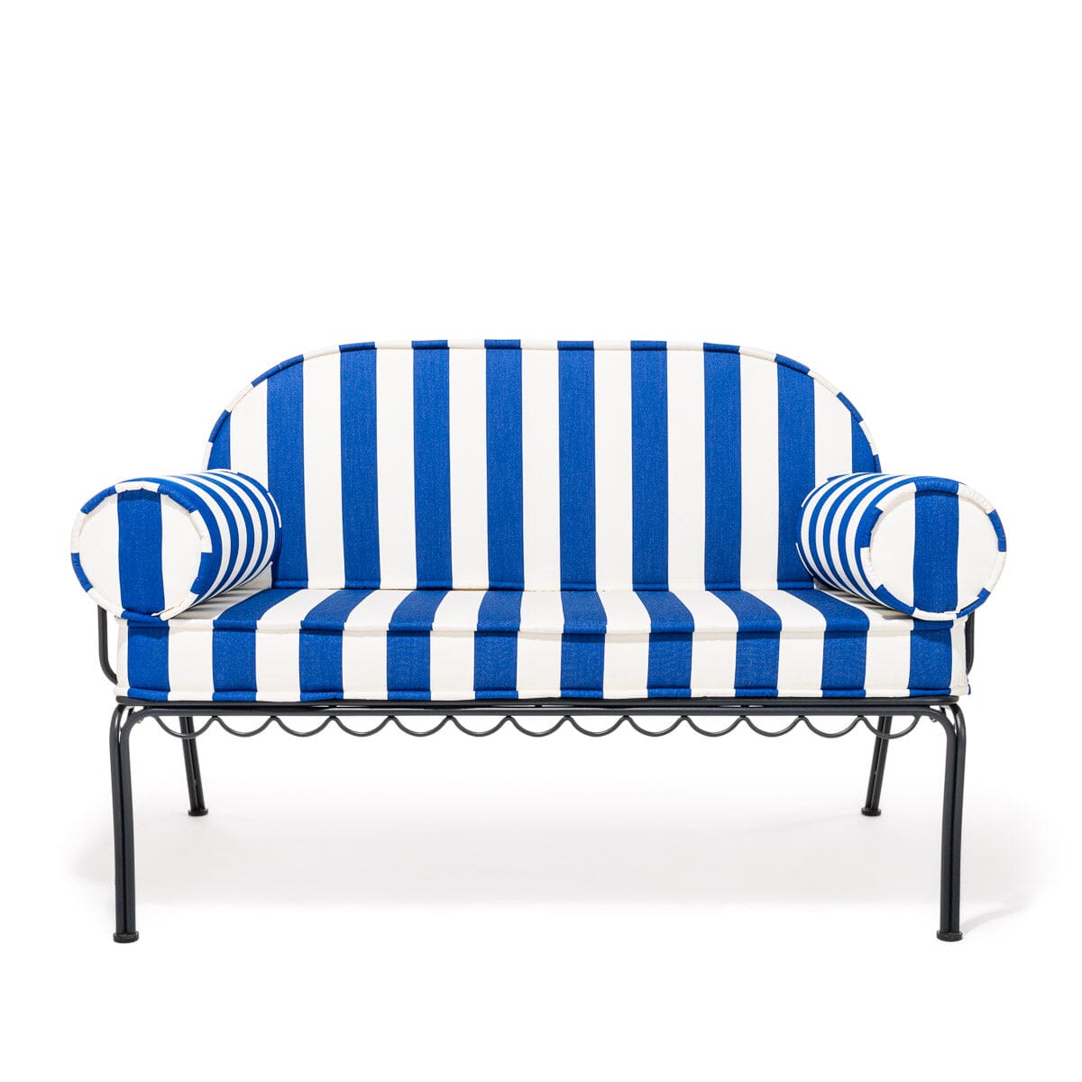 The Al Fresco Love Seat Slip Cover Set - Crew Mediterranean Blue Stripe Al Fresco Love Seat Cushion Set Business & Pleasure Co. 