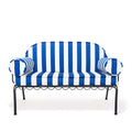 The Al Fresco Love Seat in Crew Mediterranean Blue Stripe | Vintage Black Frame Bundle Business & Pleasure Co. 