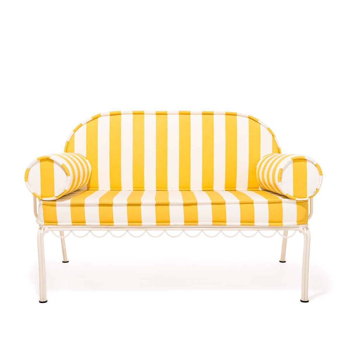 The Al Fresco Love Seat Slip Cover Set - Crew Mimosa Yellow Stripe Al Fresco Love Seat Cushion Set Business & Pleasure Co. 