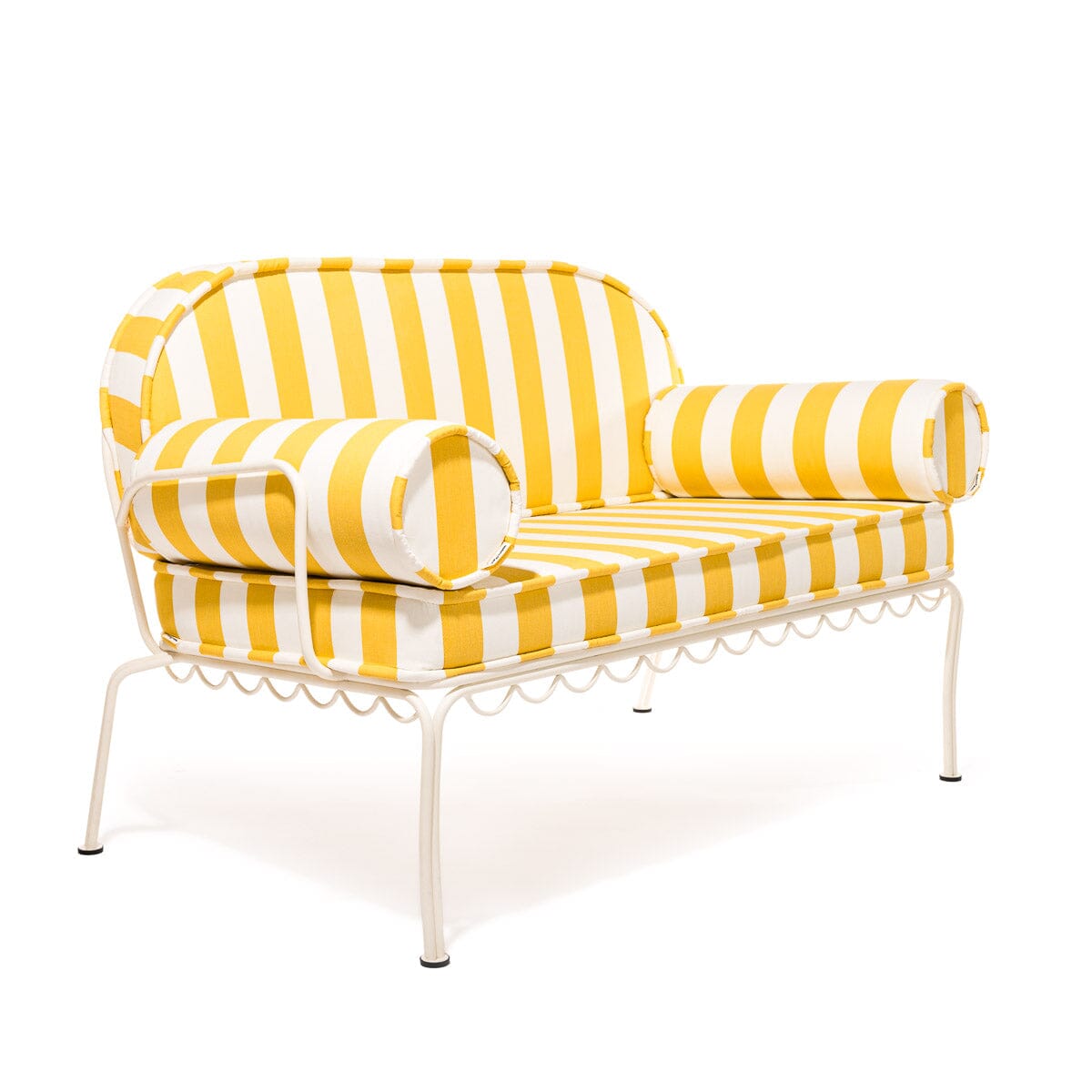 The Al Fresco Love Seat Slip Cover Set - Crew Mimosa Yellow Stripe Al Fresco Love Seat Cushion Set Business & Pleasure Co. 