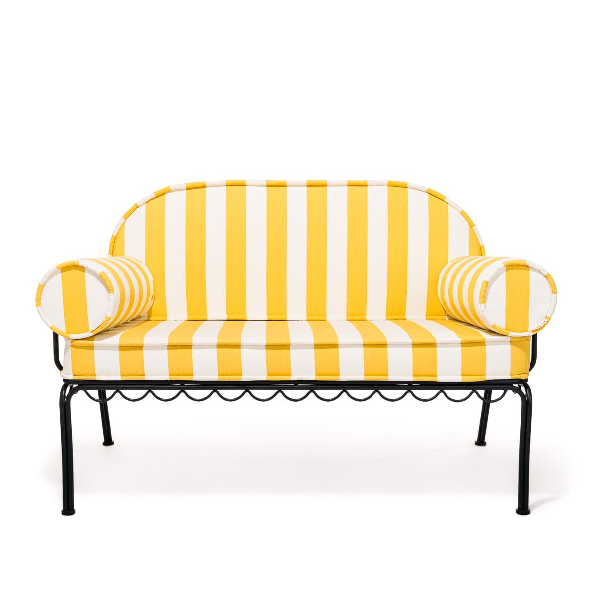 The Al Fresco Love Seat Slip Cover Set - Crew Mimosa Yellow Stripe Al Fresco Love Seat Cushion Set Business & Pleasure Co. 