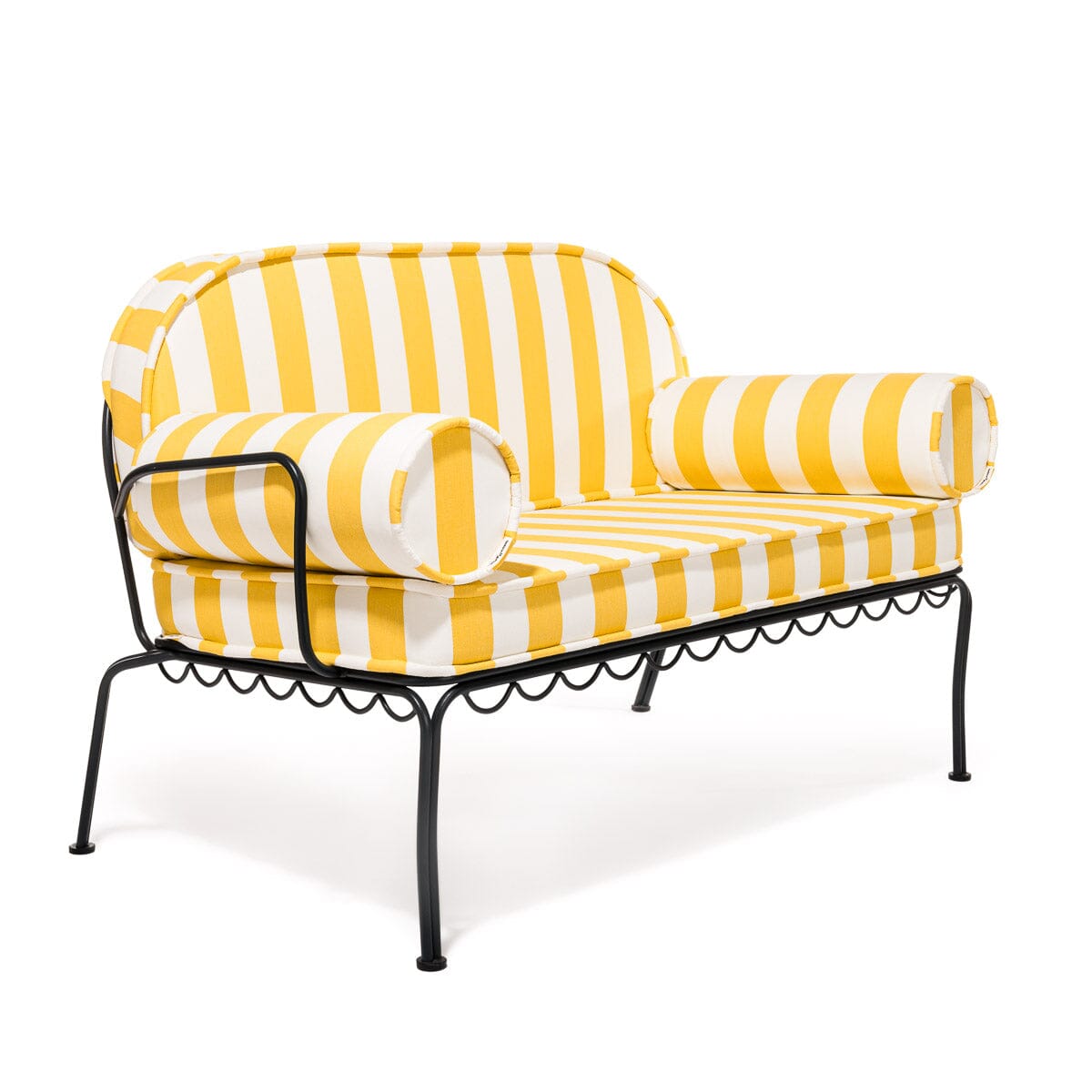 The Al Fresco Love Seat Slip Cover Set - Crew Mimosa Yellow Stripe Al Fresco Love Seat Cushion Set Business & Pleasure Co. 