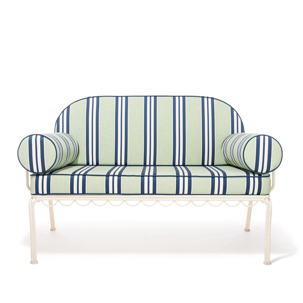 The Al Fresco Love Seat Slip Cover Set x Julia Berolzheimer in Green Stripes B&P Co. x Julia Berolzheimer 