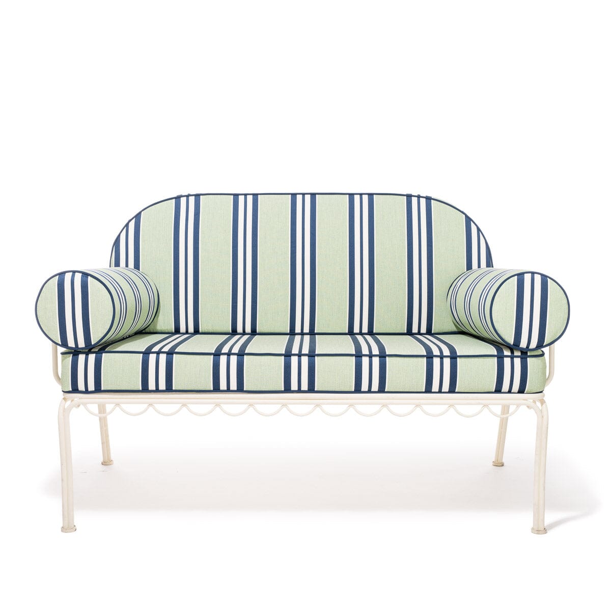 The Al Fresco Love Seat Slip Cover Set x Julia Berolzheimer in Green Stripes B&P Co. x Julia Berolzheimer 