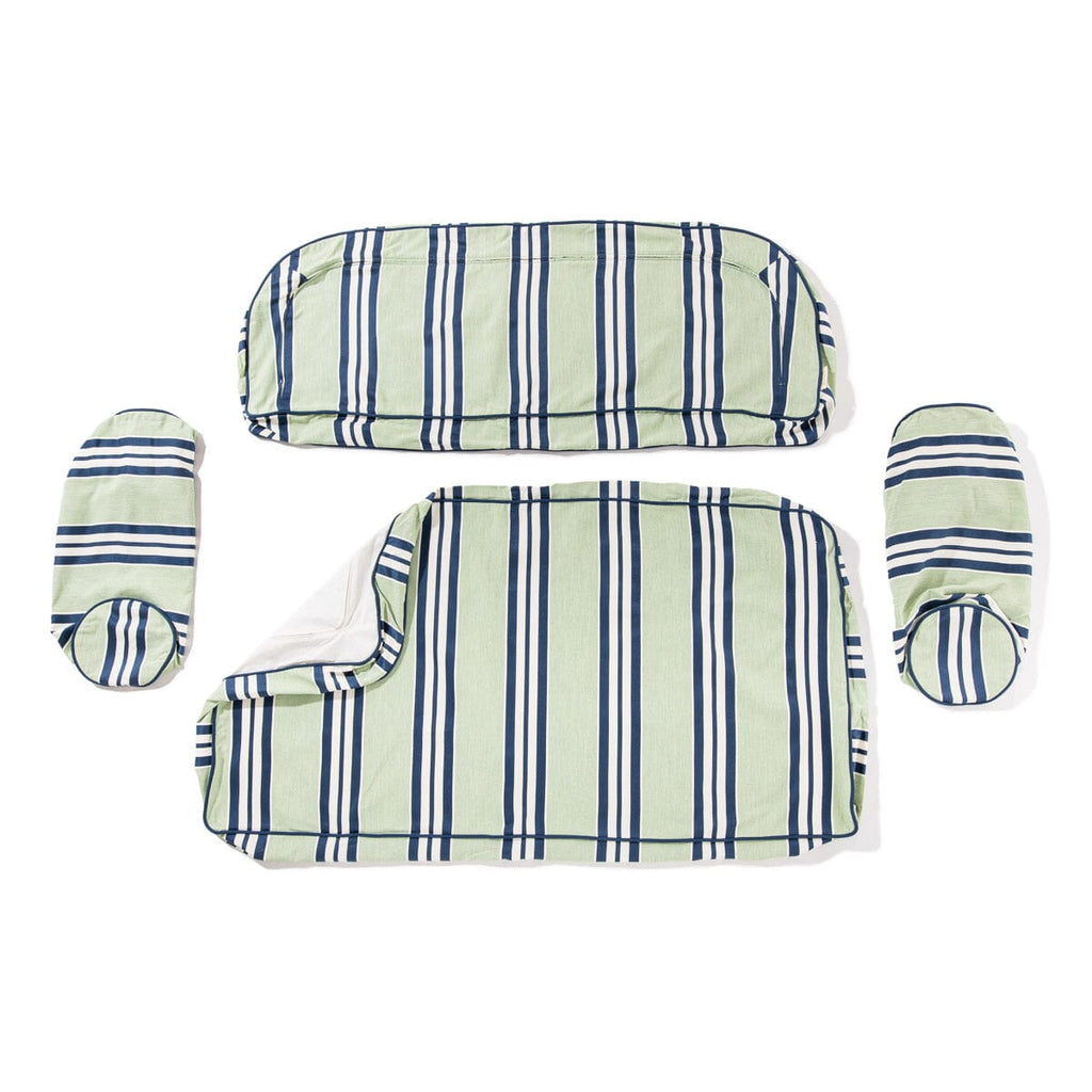 The Al Fresco Love Seat Slip Cover Set x Julia Berolzheimer in Green Stripes B&P Co. x Julia Berolzheimer 