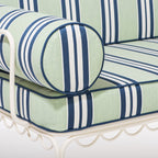 The Al Fresco Love Seat Slip Cover Set x Julia Berolzheimer in Green Stripes B&P Co. x Julia Berolzheimer 