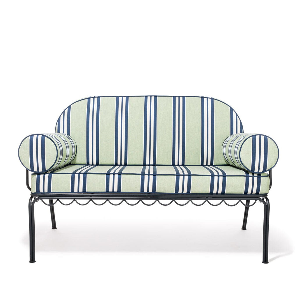 The Al Fresco Love Seat Slip Cover Set x Julia Berolzheimer in Green Stripes B&P Co. x Julia Berolzheimer 