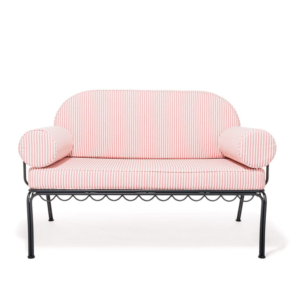 The Al Fresco Love Seat in Lauren's Pink Stripe | Vintage Black Frame Bundle Business & Pleasure Co. 