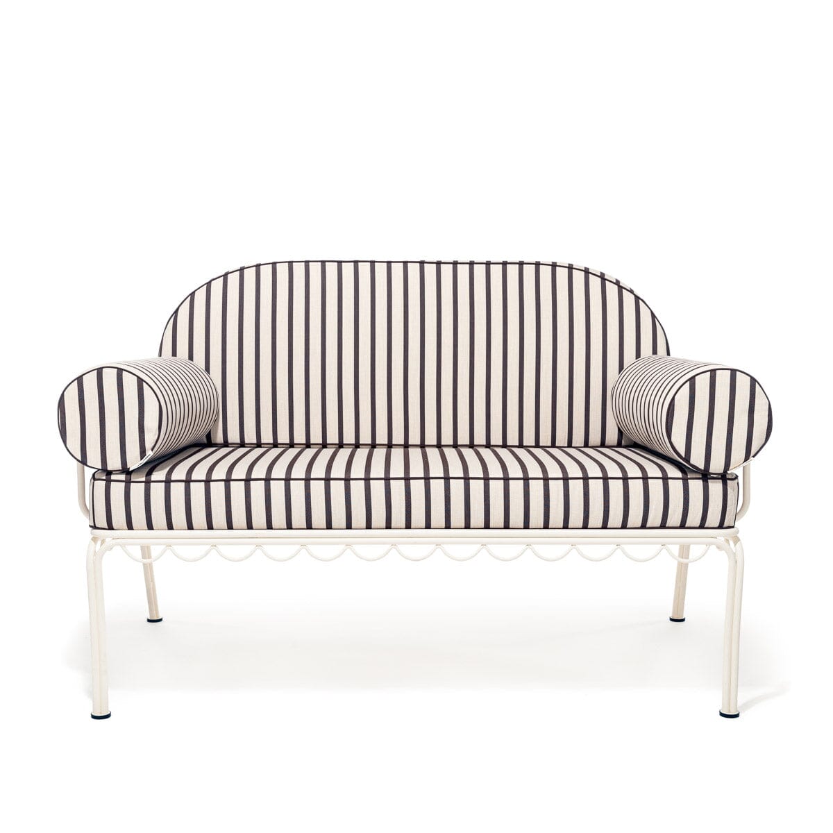 The Al Fresco Love Seat Cushion Cover Set - Monaco Black Stripe Al Fresco Love Seat Cushion Set Business & Pleasure Co. 